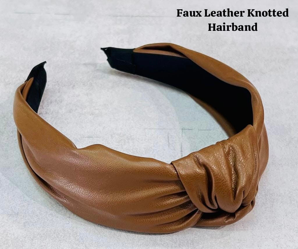 Faux leather knotted hairband