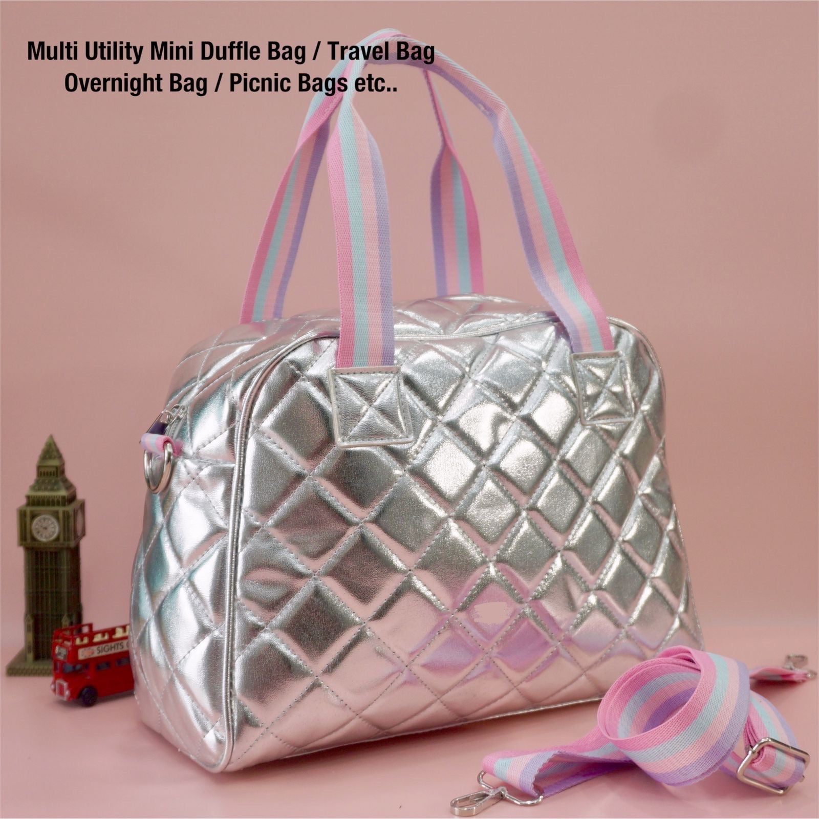 Metallic duffle bag