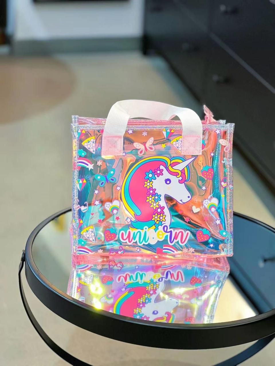 Holographic mini tote bag