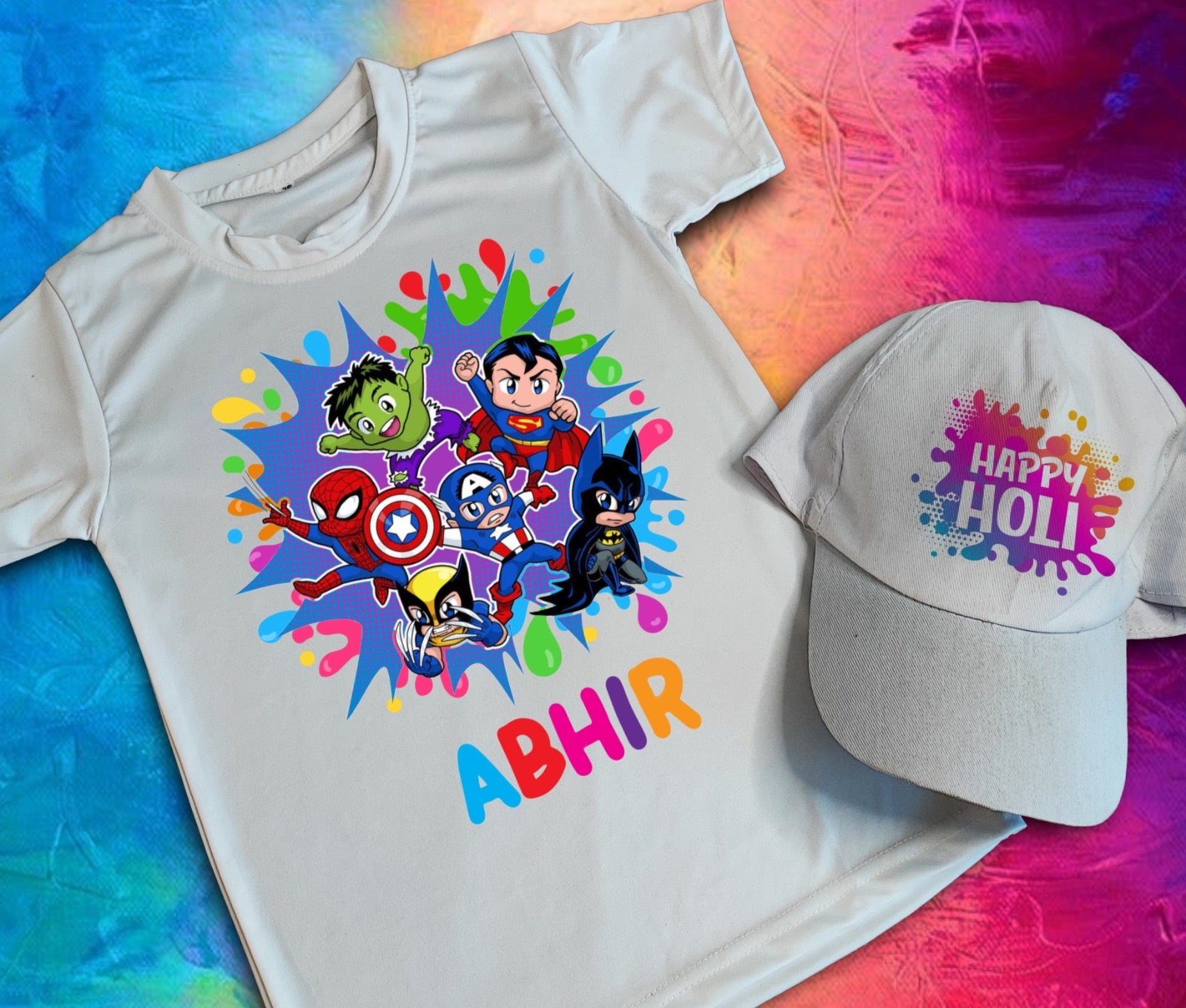 Personalised holo tshirt with cap