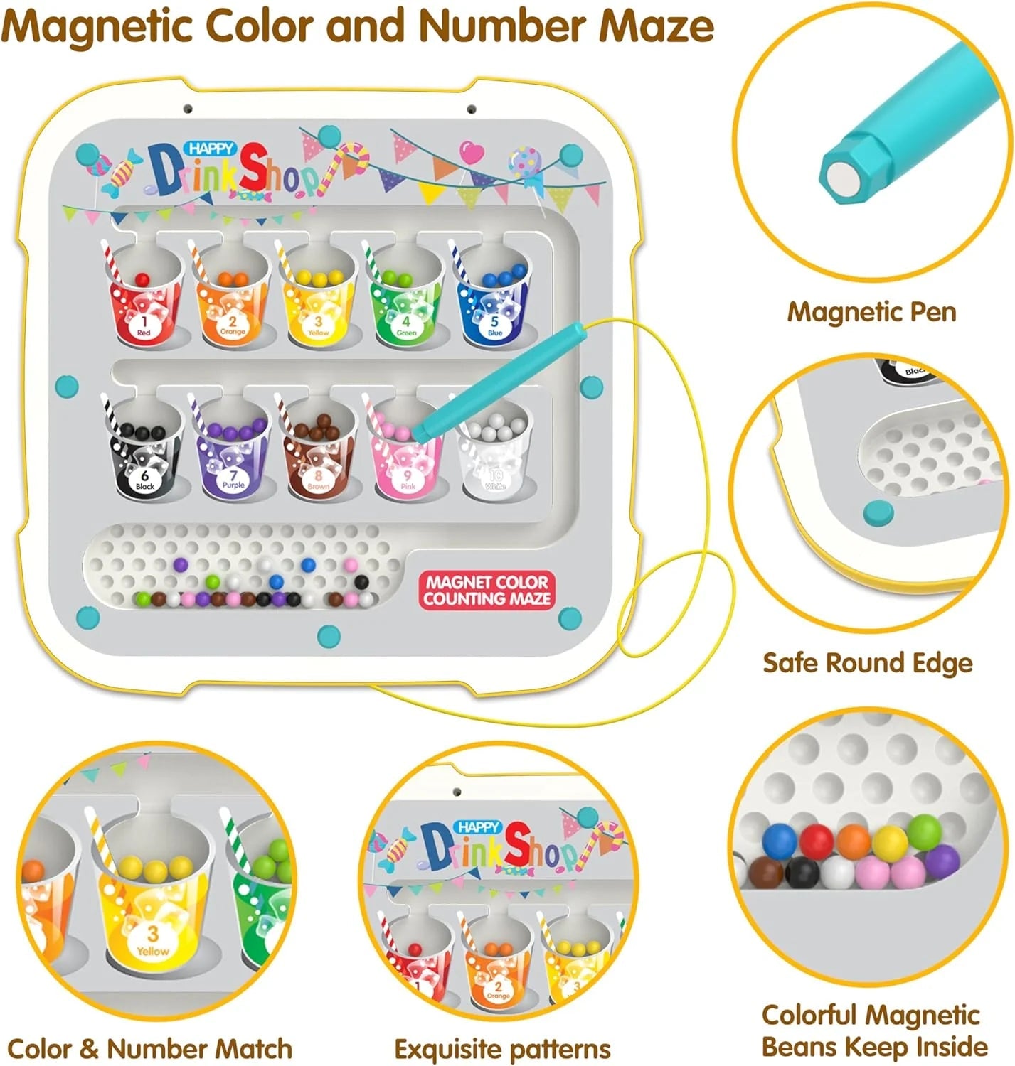 2 in 1 Magnetic dot drawing board and magnetic maze for kids