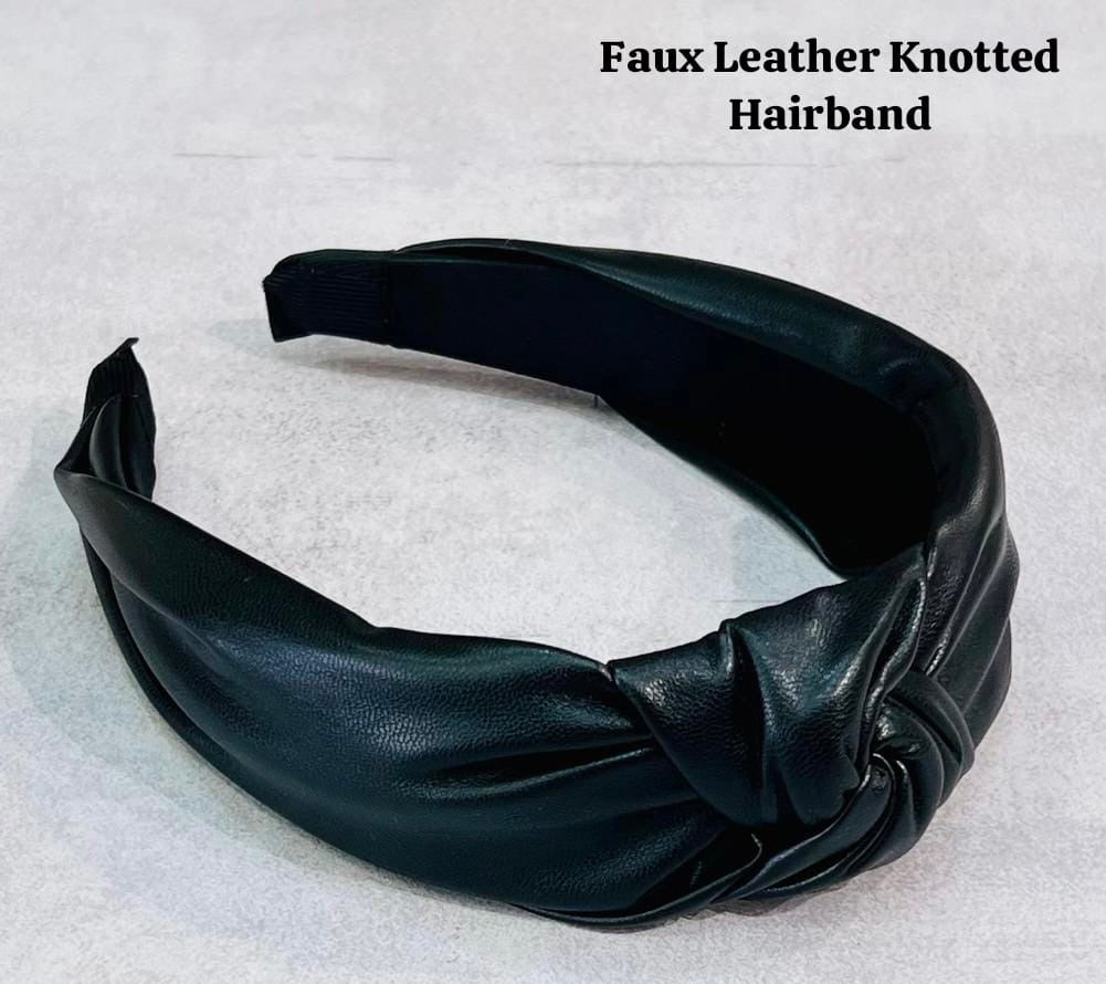 Faux leather knotted hairband