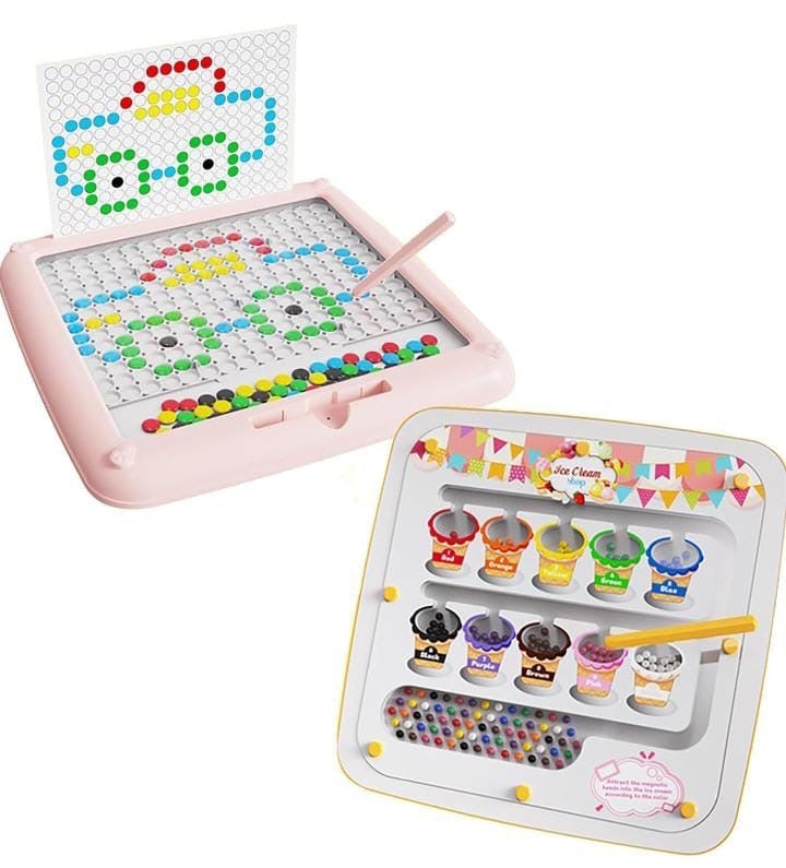 2 in 1 Magnetic dot drawing board and magnetic maze for kids