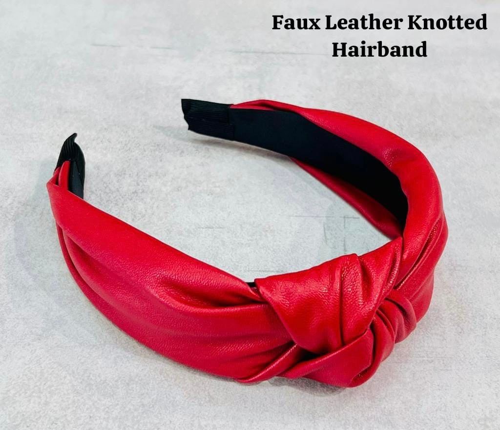 Faux leather knotted hairband