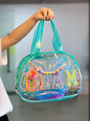 Holographic D tote bags