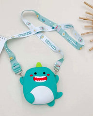 Cutest Dino bag with mirror keychain and comb