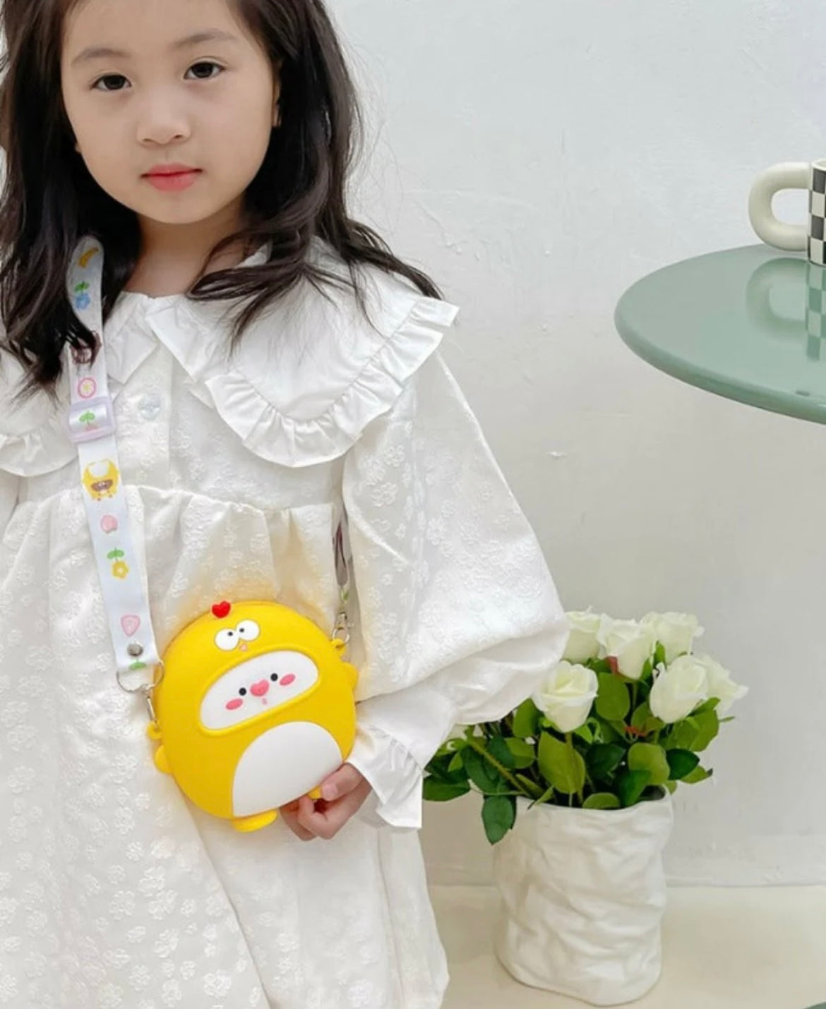 Cute yellow duck sling with keychain comb and mirror